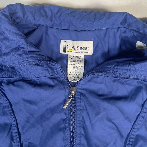 Vtg 1980s CA Sport Blue Polyester Ski‎ Jacket Cotton Lined Russian Made XL - Picture 2 of 12